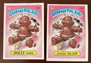 1986 Garbage Pail Kids Original Holly Wood and Woody Alan 125 a & b CHECKLISTS - Picture 1 of 2