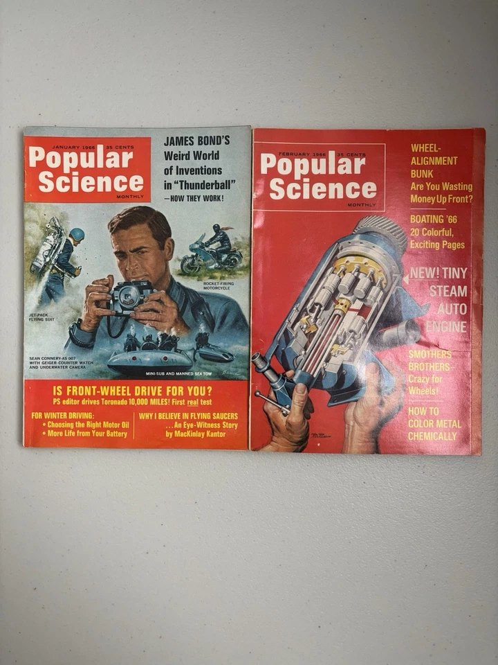 Lot Of Two Popular Science Magazines. Vintage 1966.  James Bond - Image 1 of 4