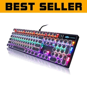 Durable Mechanical Gaming Keyboard with Round Keycaps & RGB Lighting Effects - Picture 1 of 11
