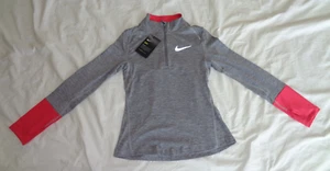 Girls Nike Dri Fit Element Running 1/2 Zip Top Grey/Coral Pink Size S Small 8 - Picture 1 of 2