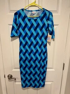 Lularoe Julia Dress Size XS Blue Lattice NWT - Picture 1 of 5