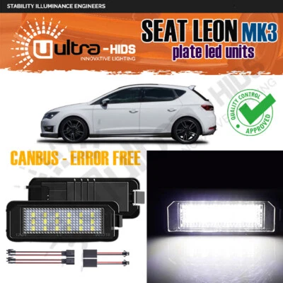 SEAT FR Ibiza Mk5 6J Leon Mk2 1P Mk3 5F Altea LED License Number Plate Lights - Image 1 of 4