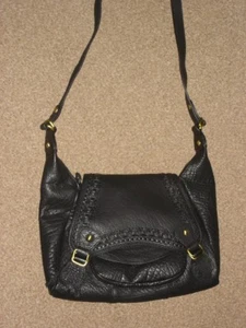 Ochre Blue - Black Leather Cross Body Handbag - Bild 1 von 6