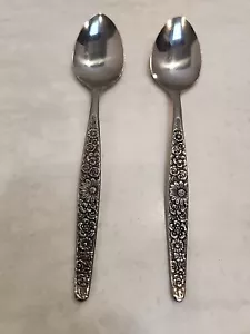 2 Interpur JARDINERA Stainless Steel Spoon Teaspoon 6.5" Floral Made In Japan - Picture 1 of 7