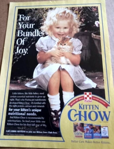 1997 Druck Anzeigenseite - Purina Cat Chow SÜSSES kleines MÄDCHEN Kätzchen Vintage Werbung - Bild 1 von 2