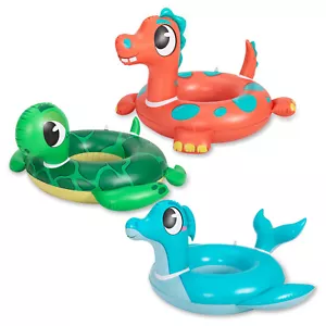 32" 3 Pack Inflatable Pool Tubes Pool Floats, Dinosaur & Sea Turtle & for Kids - Picture 1 of 8