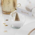 Christmas table Place Card Holders Bells Snow Globe Gold Tree ornaments