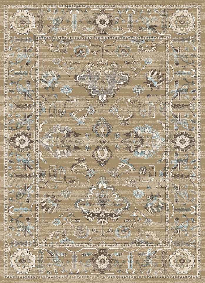 Alfombra floral tradicional del área europea Radici beige círculos pétalos vides 3562 Foto 1 de 1