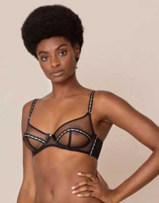 Sujetador Agent Provocateur POLLIE 32D NUEVO CON ETIQUETAS negro y verde original $115 ¡RARO! [P1] Foto 1 de 4