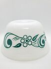 Vintage Federal Milk Glass Mixing Bowl Turquoise Blue Scroll Swirl Flower 9 Lrg