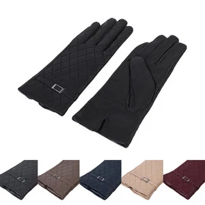 Premium Women's Quilted Winter Thermal Soft Leather Gloves - Diff Colors - Picture 1 of 26