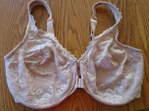 Glamorise sz 42F Style 9245 nude Elegance lace cup front close wonderwire bra Ex - Picture 1 of 2