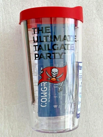 TAMPA BAY BUCCANEERS  LOGO 16 OZ  TERVIS TUMBLER  with LID PUBLIX TAILGATE PARTY Cover