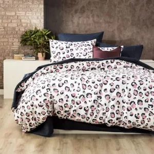 Park Avenue 175 GSM Egyptian Cotton Flannelette Quilt Cover Set - Snow Leopard - Picture 1 of 2