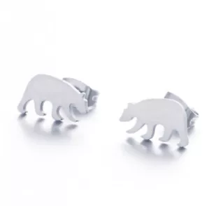 Orecchini a perno orso in acciaio inox - Foto 1 di 4
