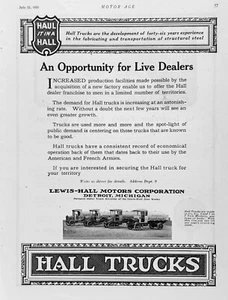 1920 Ad Lewis Hall Motors Corp Detroit MI Hall Trucks "Haul It In A Hall" - Picture 1 of 1