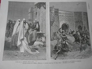 Gravure 1881 - Maroc Femmes da la campagne de Fez Palais gouverneur Méquinez - Picture 1 of 1