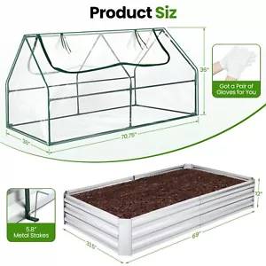 Mini Greenhouse Garden Hot Planter Box with Galvanized Raised Garden Bed 6x3x3ft - Picture 1 of 18