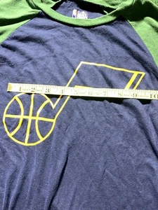 utah jazz NBA Men SMALL Blue Green Logo Henley Long Sleeve T-Shirt ball note - Picture 1 of 12