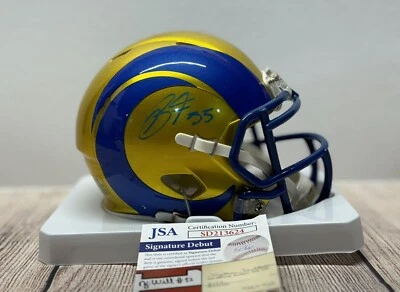 LOS ANGELES RAMS BRADEN FISKE SIGNED FLASH MINI HELMET JSA COA!!! - Image 1 of 4