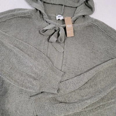 Cardigã longo BKE aberto frontal suéter com capuz tamanho pequeno novo com etiquetas somente limpeza a seco - Imagem 1 de 4