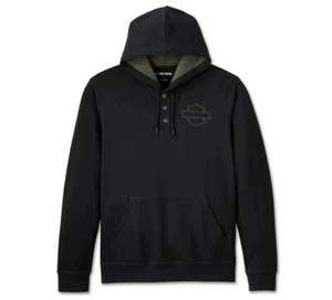 Harley Davidson Cowboy Rider Hooded Henley 96129-25VM - Picture 1 of 2
