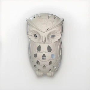 Owl Tea Light/Candle Holder Made Form Metal Distressed Shabby White Farmhouse - Picture 1 of 7