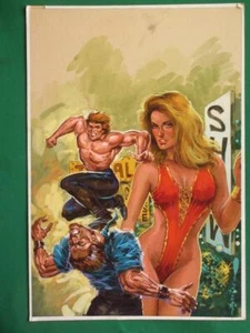 BRÜSTE SEXY WUNDERSCHÖN BLOND BABE KING COBRA ORIGINAL MEXIKANISCHER COMIC COVER KUNST - Bild 1 von 1