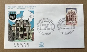 1967 France FDC Tours Hôtel Gouin First Day Cover No.599 Embossed Cachet - Picture 1 of 5