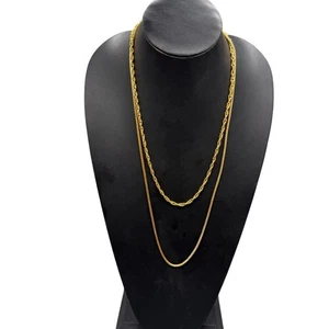 Collar de cadena en capas de doble hebra cuerda trenzada tono dorado - Imagen 1 de 6