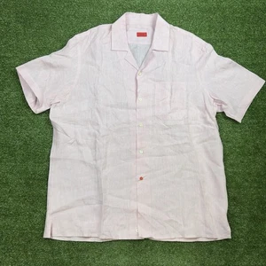 Isaia Napoli Linen Lyocell Pink Pocket Casual Shirt 17/43 Men's Button Up XL - Picture 1 of 6