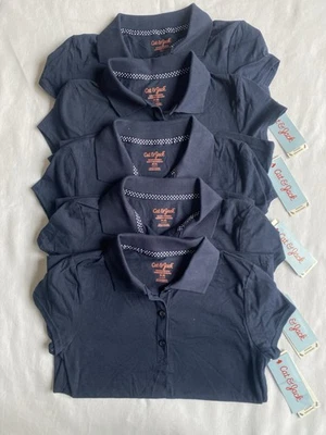 Lot of 5 Cat & Jack Girls Navy Blue Uniform Short Sleeve Polo Shirt M 8 - Image 1 of 4