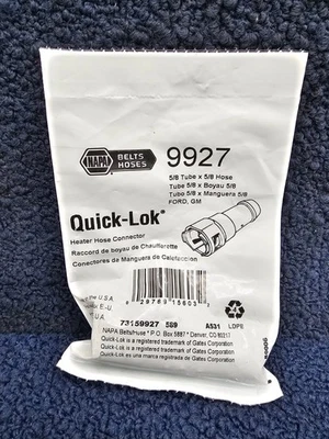 NAPA 9927 Quick-Lok Heater Hose Connector, 5/8 Tube x 5/8 Hose For Ford & GM - Image 1 of 4