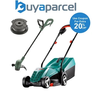 Bosch Rotak 32 Electric Rotary Lawnmower 32cm 1200w & Grass Trimmer Strimmer - Picture 1 of 11