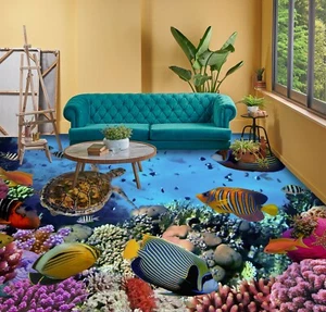 Pesce tartaruga 3D 970 pavimento quadro da parete indecisione immagine carta da parati famiglia DE Zoe - Foto 1 di 5