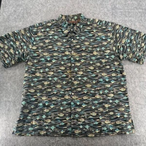 Camicia uomo Tori Richard stampa pesci tropicali bottoni 100% cotone AOP - Foto 1 di 10