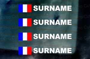 x4 France Flag Rally Race Tag Initial Name Surname Car Window Stickers Decals - Picture 1 of 1