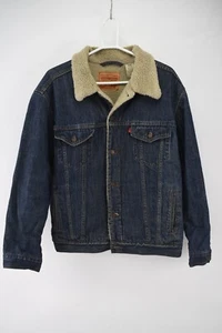 Levis 70520 Mens Trucker Denim Jacket Mens XL Sherpa Lined Blue Heavy - Picture 1 of 5