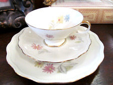 Bavaria Germany tea cup and saucer trio floral  & gold gilt teacup German 1950s