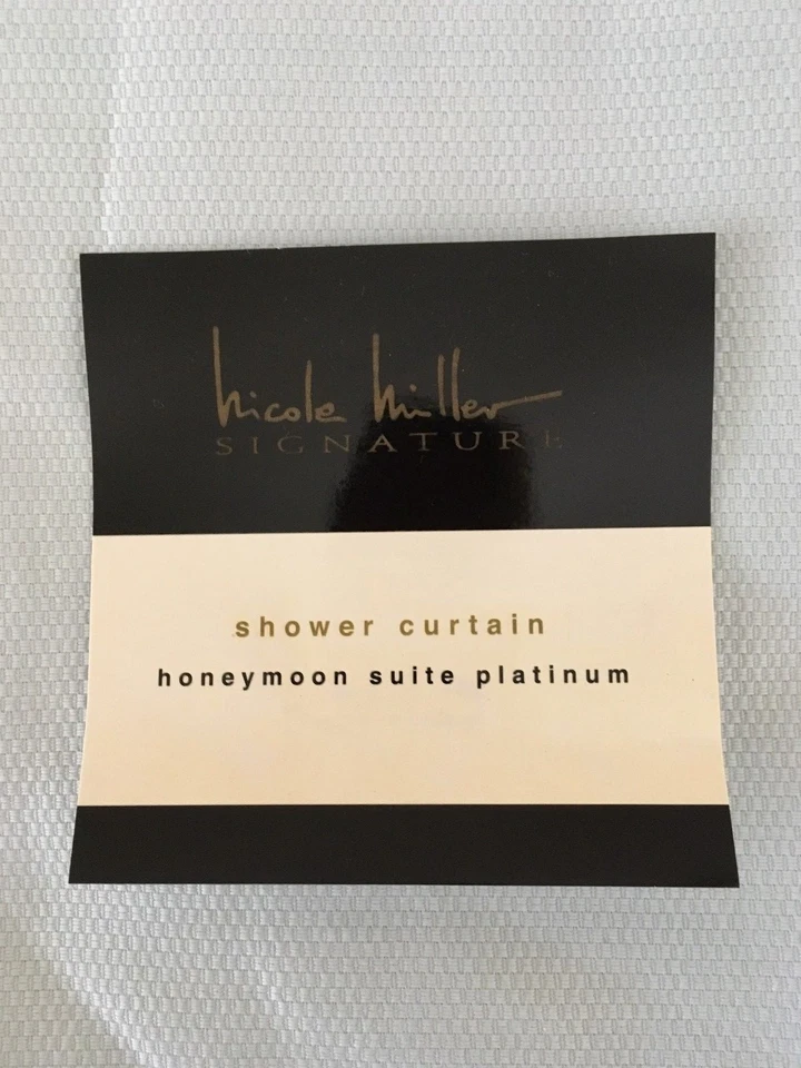Shower Curtain PALE BLUE & WHITE Nicole Miller Honeymoon Suite Platinum NIP - Image 1 of 4