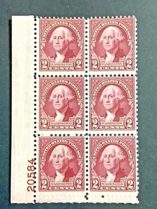 1933 US Stamp Sc# 707 Washington 2 cent Block Of 6 MNH XF - Picture 1 of 3