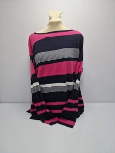 Chaps Pink Navy White Ladies Sweater Size M Buttons - Picture 1 of 6