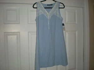 Lauren Ralph Lauren Blue V-Neck Sleeveless Nightgown - Size S -New $50 Tag - Picture 1 of 6