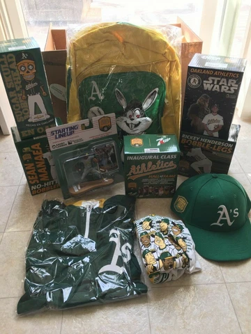 Oakland A's Athletics Gift Box Bobbleheads Jersey Shirt Cap Backpack 50th SGA Cover