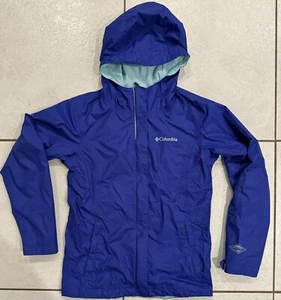 Columbia Girl’s Omni-Tech Hooded WINDBREAKER  Rain Jacket PURPLE MEDIUM 10 12 - Picture 1 of 11
