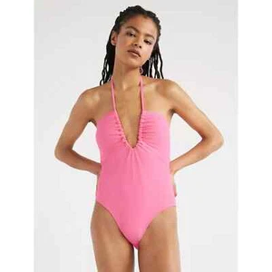 No Boundaries Juniors Ruched V-Neck One-Piece Swimsuit, Size XL - Picture 1 of 6