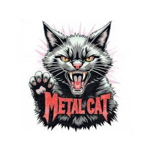 Metal Cat Kiss-Cut Sticker, Edgy Cat Art, Stickers for Cat Lovers, Laptop - Picture 1 of 7