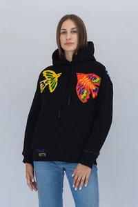 Hoodie Ukraine Unique Design Embroidered Handmade Birds of Life - Picture 1 of 5