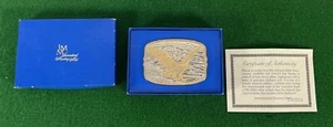Vintage Neu aus altem Lagerbestand American Eagle Gedenkmünze 24K vergoldet Gürtelschnalle mit Echtheitszertifikat - Bild 1 von 6