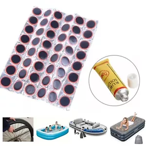RUBBER PUNCTURE PATCHES BIKE TYRE TUBE POOL AIRBED DINGHY REPAIR PATCH KIT GLUE - Picture 1 of 8